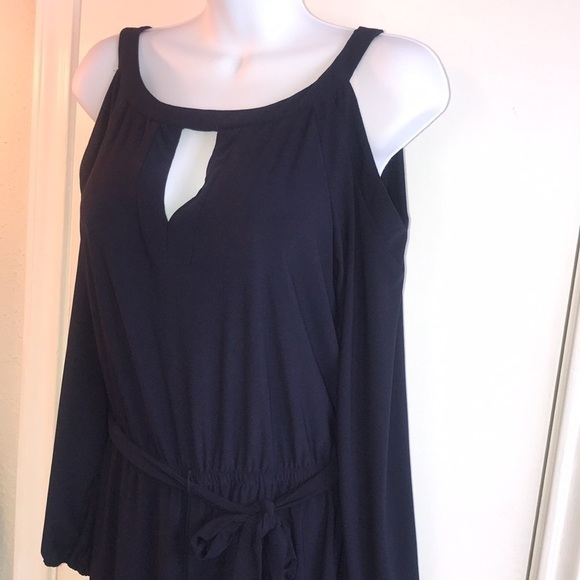 Emma & Michele Navy Cropped Jumper Jumpsuit Wide Legs Women’s Size Small - Picture 3 of 15